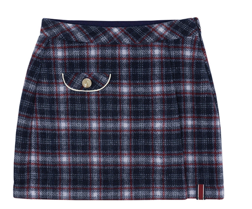 ロマンティッククラウン(ROMANTIC CROWN)  FRONT POCKET CHECK SKIRT_NAVY
