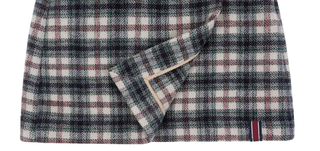 ロマンティッククラウン(ROMANTIC CROWN)    FRONT POCKET CHECK SKIRT_OATMEAL