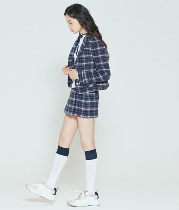 ロマンティッククラウン(ROMANTIC CROWN)    WOMANS CHECK JACKET_NAVY