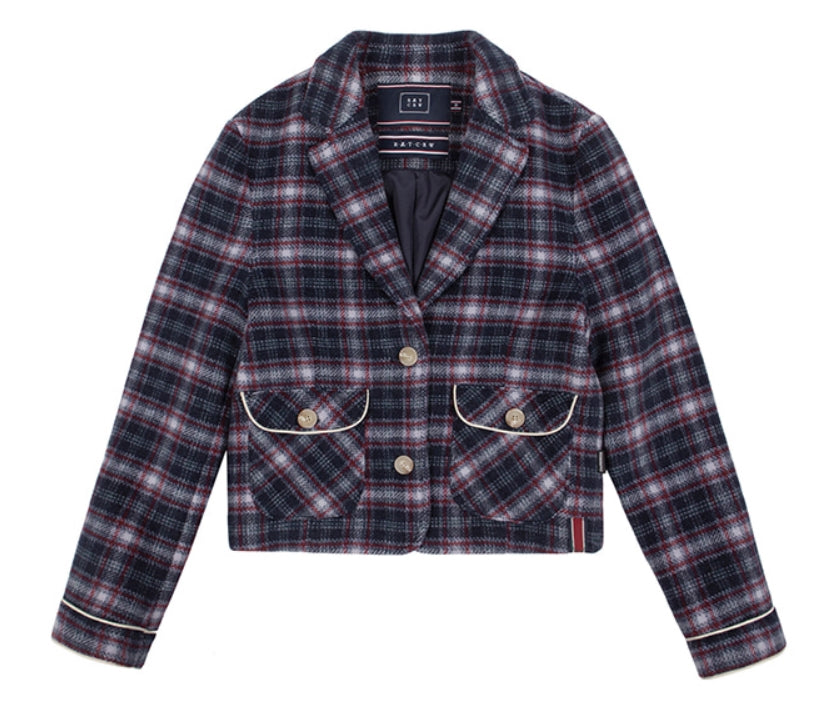 ロマンティッククラウン(ROMANTIC CROWN)    WOMANS CHECK JACKET_NAVY