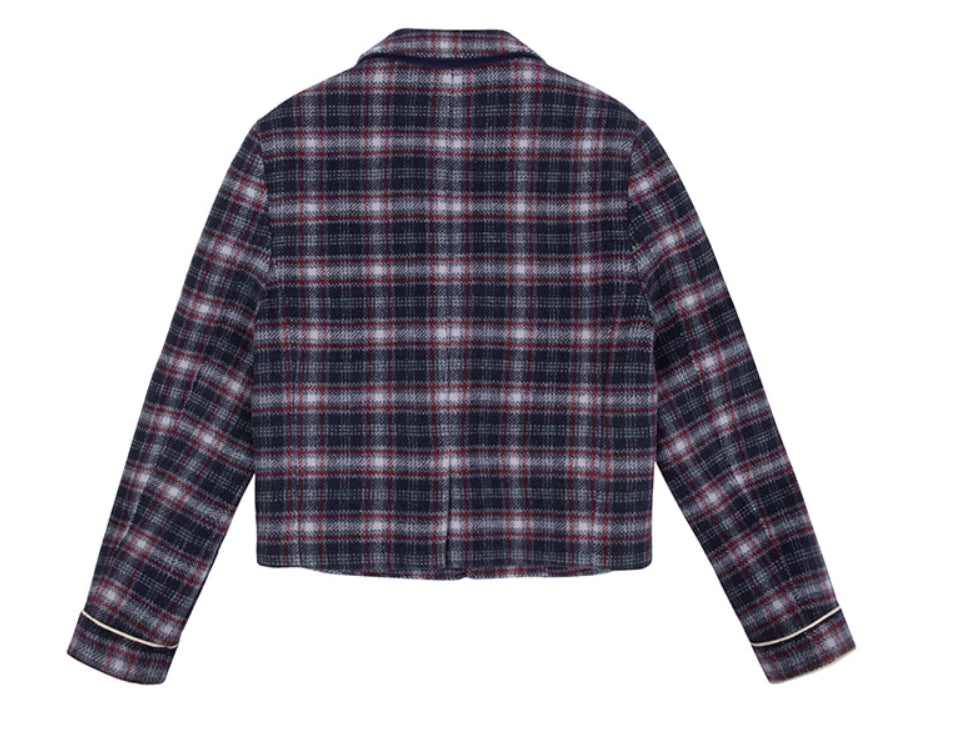 ロマンティッククラウン(ROMANTIC CROWN)    WOMANS CHECK JACKET_NAVY