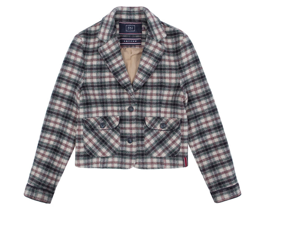 ロマンティッククラウン(ROMANTIC CROWN)      WOMANS CHECK JACKET_OATMEAL