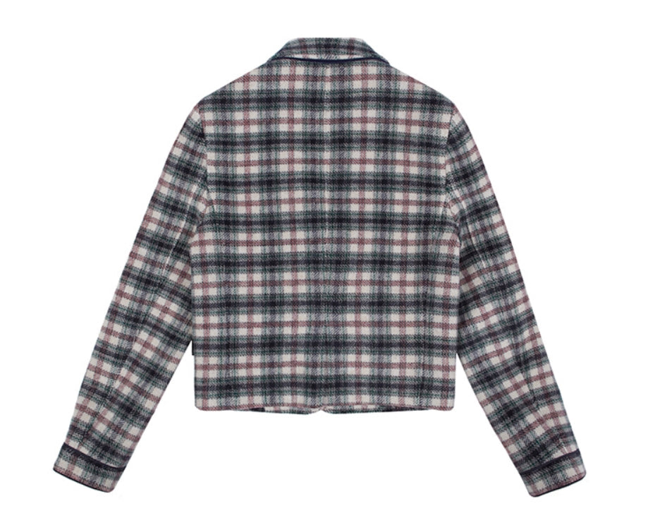 ロマンティッククラウン(ROMANTIC CROWN)      WOMANS CHECK JACKET_OATMEAL