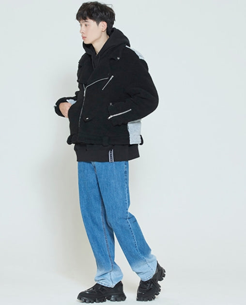 ロマンティッククラウン(ROMANTIC CROWN) HEAVY FLEECE RIDER JACKET_BLACK