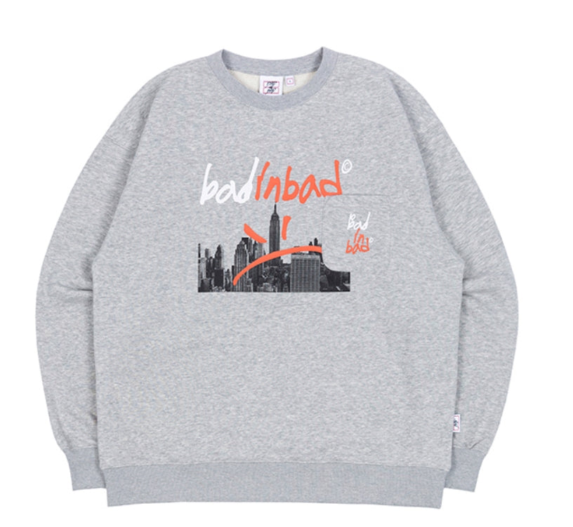 ベドインベド(BADINBAD)  BAD CITY SWEATSHIRT_GREY