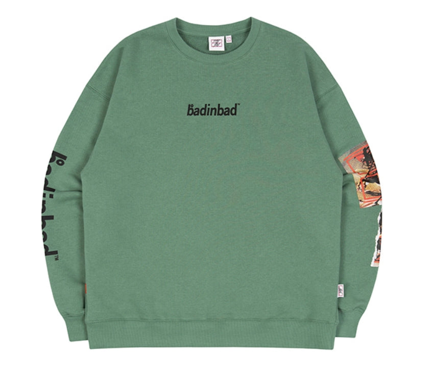 ベドインベド(BADINBAD)  NAPOLEON GALLERY SWEATSHIRT_SAGE GREEN