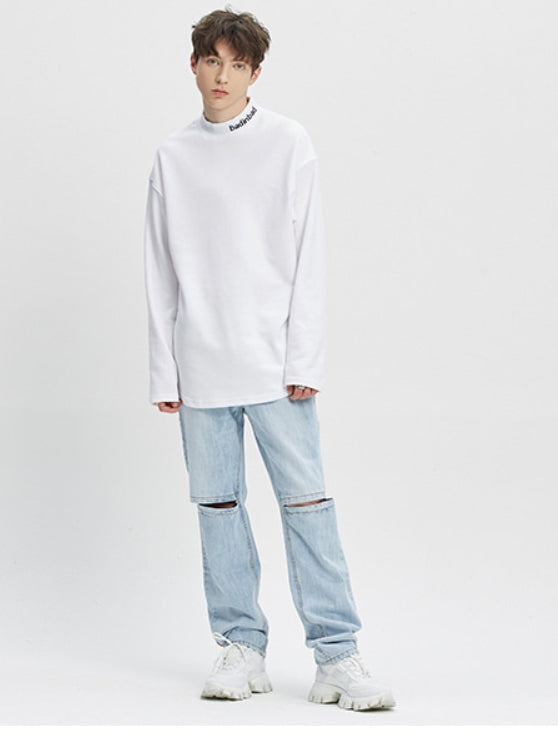 ベドインベド(BADINBAD)  PLAIN HALF TURTLENECK_WHITE