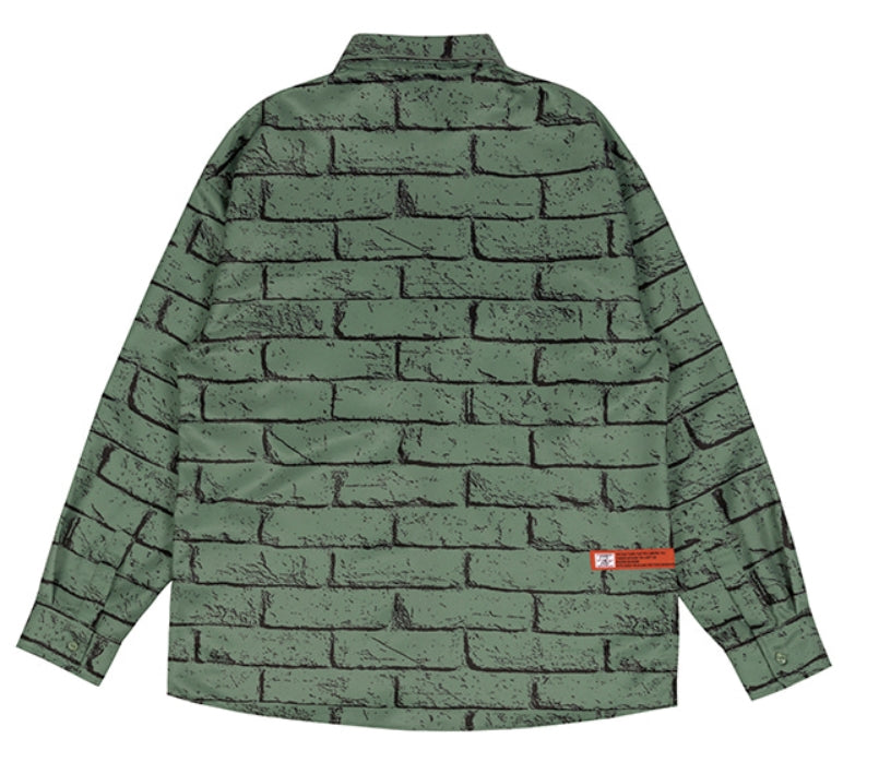 ベドインベド(BADINBAD)  BRICK SHIRT_SAGE GREEN