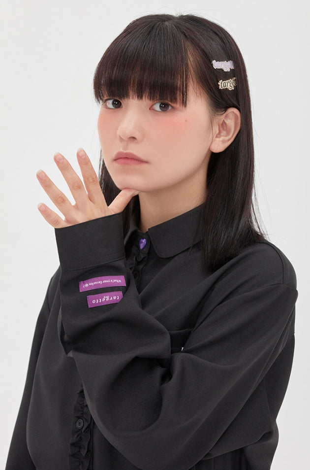 TARGETTO(ターゲット) FRONT FRILL LONG SHIRT_Black