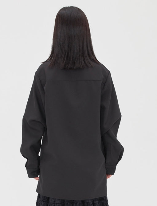 TARGETTO(ターゲット) FRONT FRILL LONG SHIRT_Black