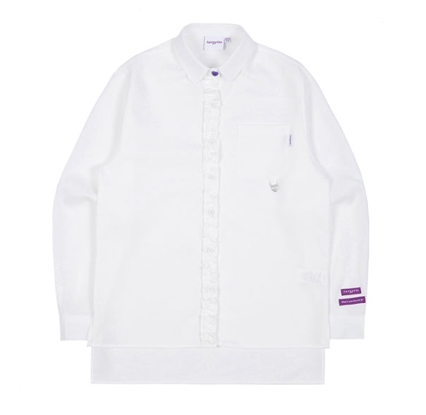 TARGETTO(ターゲット) FRONT FRILL LONG SHIRT_White