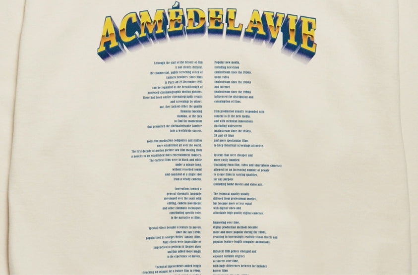 アクメドラビ(acme' de la vie)   CINEFILM HOODIE IVORY
