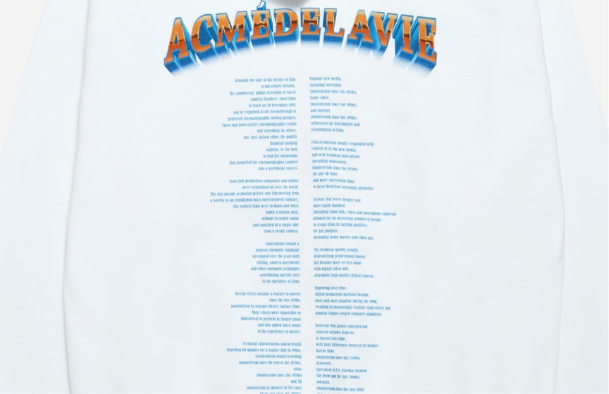 アクメドラビ(acme' de la vie)   CINEFILM HOODIE WHITE