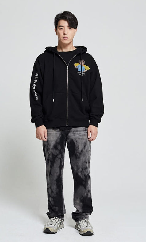 アクメドラビ(acme' de la vie) ADLV TIE-DYE DENIM PANTS FOR MEN BLACK