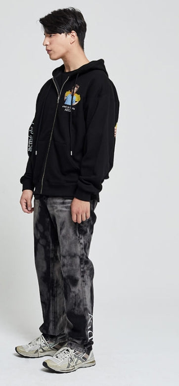 アクメドラビ(acme' de la vie) ADLV TIE-DYE DENIM PANTS FOR MEN BLACK