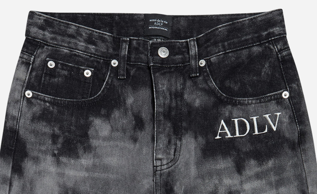 アクメドラビ(acme' de la vie) ADLV TIE-DYE DENIM PANTS FOR MEN BLACK
