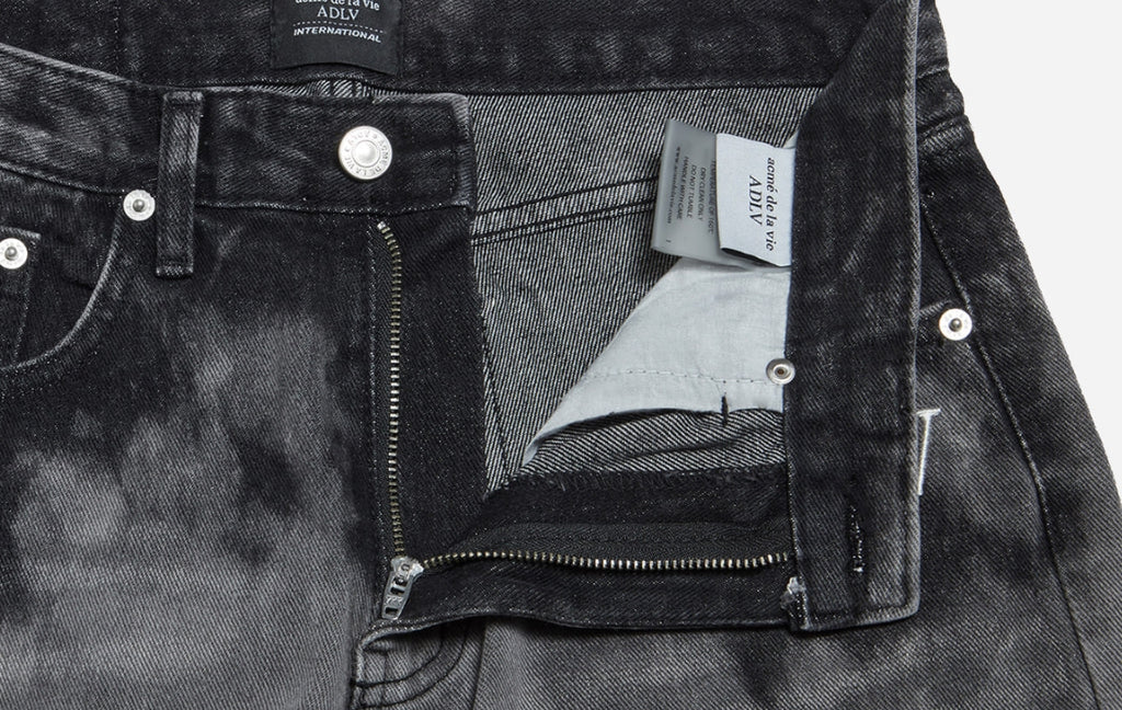 アクメドラビ(acme' de la vie) ADLV TIE-DYE DENIM PANTS FOR MEN BLACK