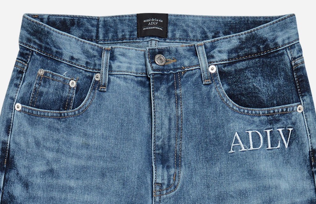 アクメドラビ(acme' de la vie) ADLV TIE-DYE DENIM PANTS FOR MEN BLUE