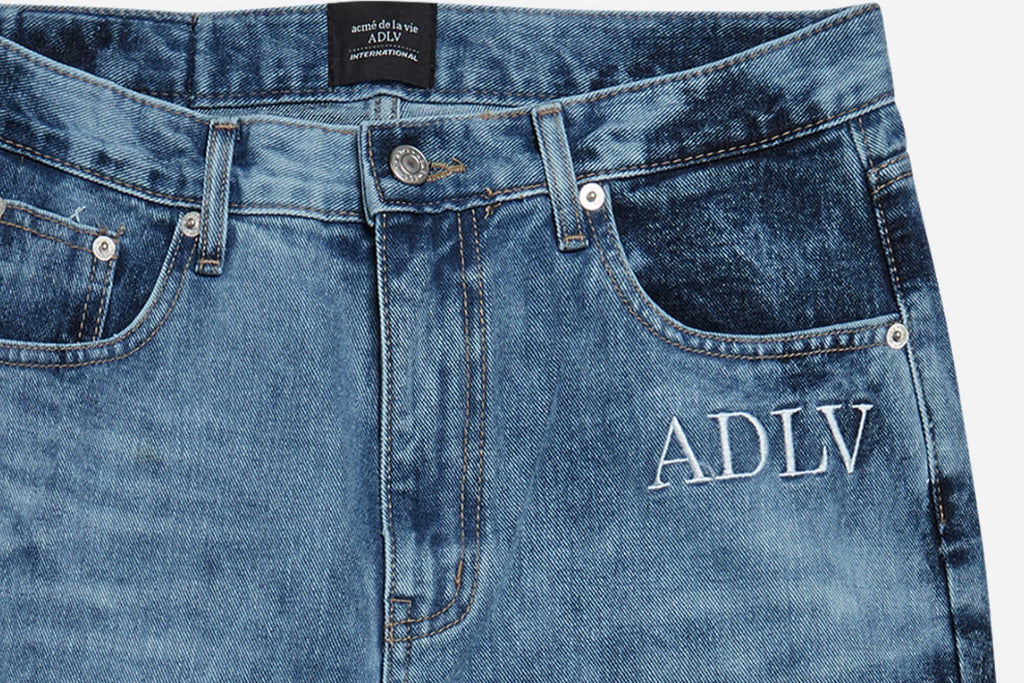 アクメドラビ(acme' de la vie) ADLV TIE-DYE DENIM PANTS FOR MEN BLUE