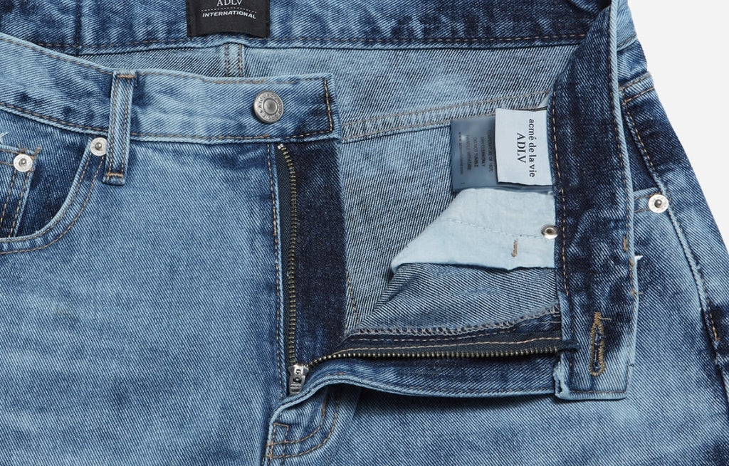 アクメドラビ(acme' de la vie) ADLV TIE-DYE DENIM PANTS FOR MEN BLUE