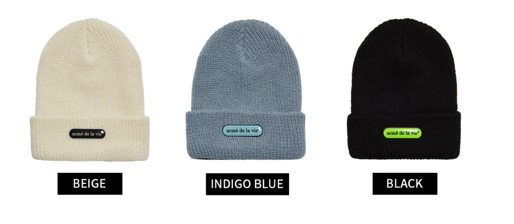 アクメドラビ(acme' de la vie) ADLV EMBO LOGO WAPPEN BEANIE INDIGO BLUE