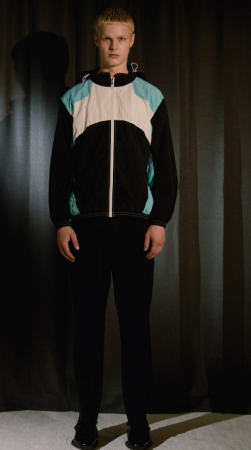 ORDINARY PEOPLE(オーディナリーピープル)  COLOR BLOCK HOODED MINT WIND BREAKER