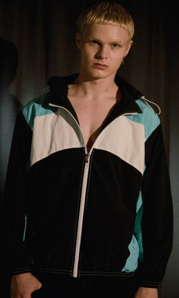 ORDINARY PEOPLE(オーディナリーピープル)  COLOR BLOCK HOODED MINT WIND BREAKER