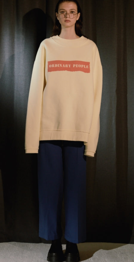 ORDINARY PEOPLE(オーディナリーピープル) DOUBLE NECK POINT CREAM SWEATSHIRTS