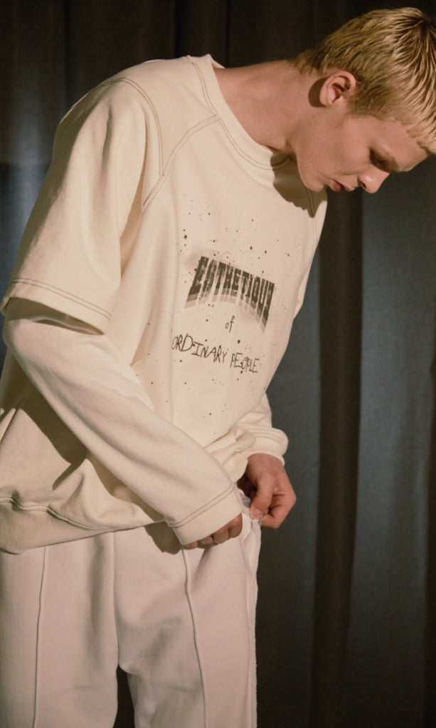 ORDINARY PEOPLE(オーディナリーピープル) DOUBLE LAYERED WHITE SWEATSHIRTS