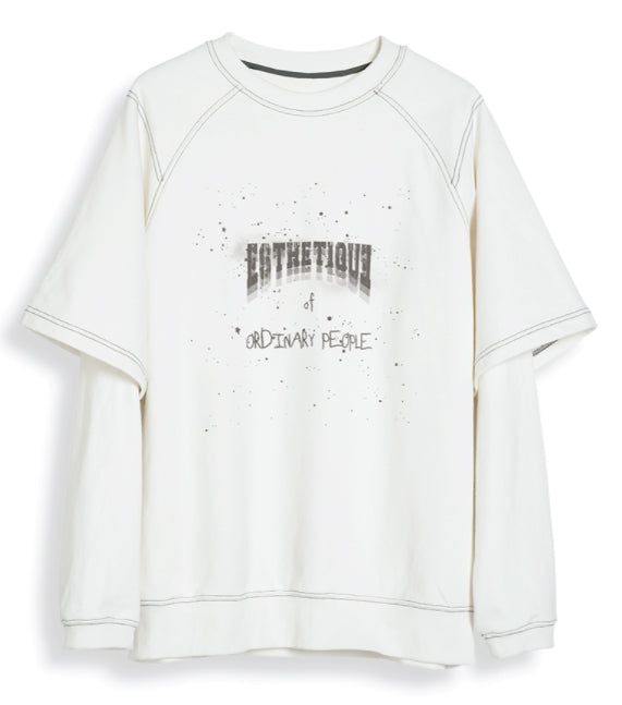 ORDINARY PEOPLE(オーディナリーピープル) DOUBLE LAYERED WHITE SWEATSHIRTS