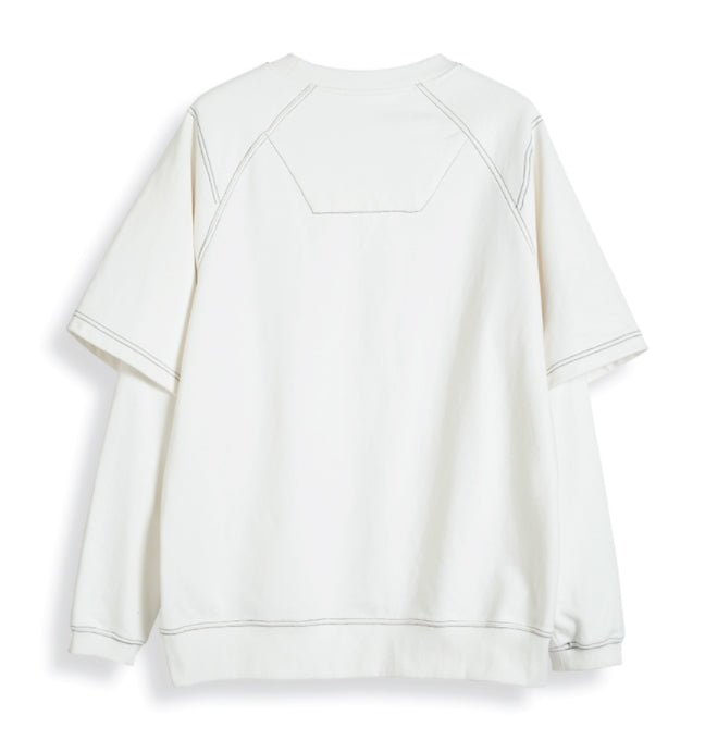 ORDINARY PEOPLE(オーディナリーピープル) DOUBLE LAYERED WHITE SWEATSHIRTS