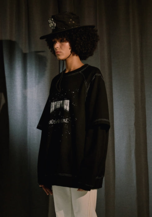 ORDINARY PEOPLE(オーディナリーピープル) DOUBLE LAYERED BLACK SWEATSHIRTS