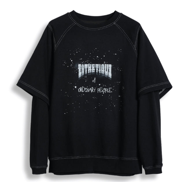 ORDINARY PEOPLE(オーディナリーピープル) DOUBLE LAYERED BLACK SWEATSHIRTS