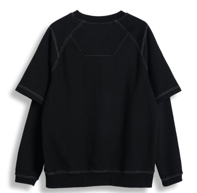 ORDINARY PEOPLE(オーディナリーピープル) DOUBLE LAYERED BLACK SWEATSHIRTS