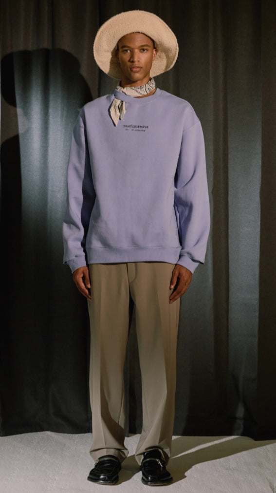 ORDINARY PEOPLE(オーディナリーピープル) CUTTING DETAIL PURPLE SWEATSHIRTS