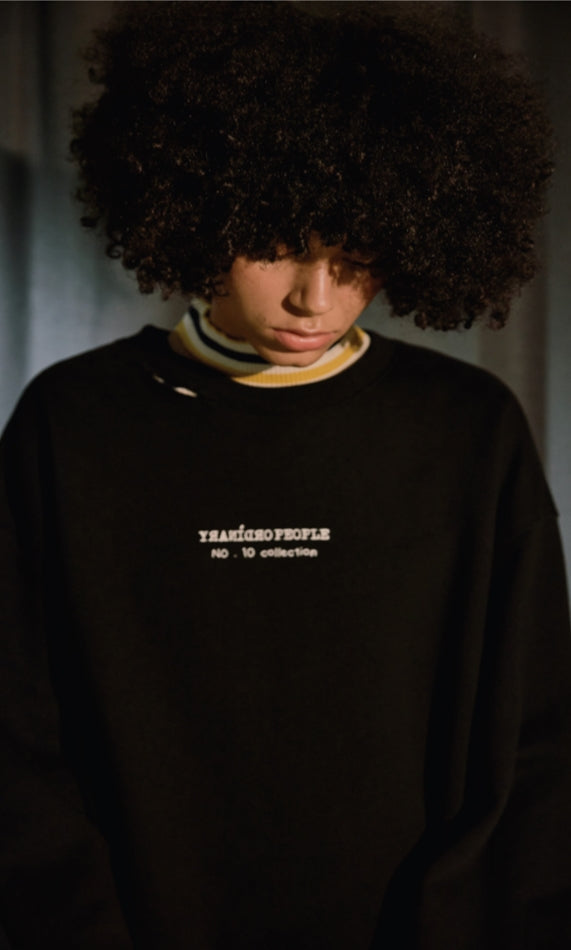 ORDINARY PEOPLE(オーディナリーピープル) CUTTING DETAIL BLACK SWEATSHIRTS