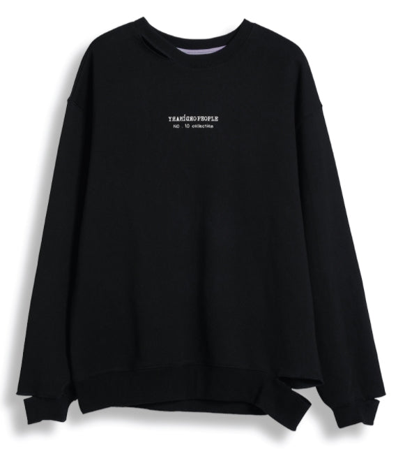 ORDINARY PEOPLE(オーディナリーピープル) CUTTING DETAIL BLACK SWEATSHIRTS