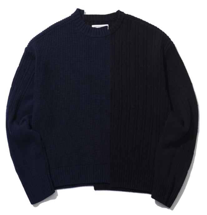 ORDINARY PEOPLE(オーディナリーピープル) COLOR-TEXURE MIXED NAVY&BLACK SWEATER