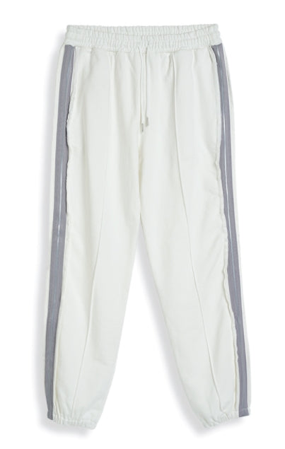 ORDINARY PEOPLE(オーディナリーピープル) DESTROYED SIDE BAND POINT WHITE SWEATPANTS