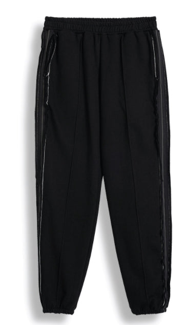 ORDINARY PEOPLE(オーディナリーピープル) DESTROYED SIDE BAND POINT BLACK SWEATPANTS