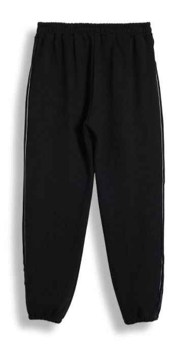 ORDINARY PEOPLE(オーディナリーピープル) DESTROYED SIDE BAND POINT BLACK SWEATPANTS