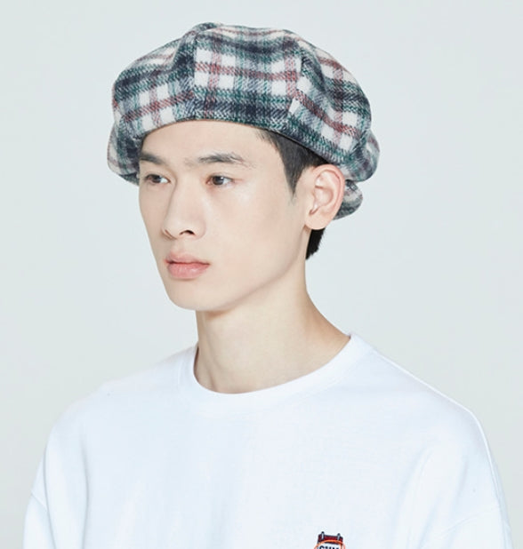 ロマンティッククラウン(ROMANTIC CROWN)  CLASSIC CHECK NEWS BOY CAP_OATMEAL