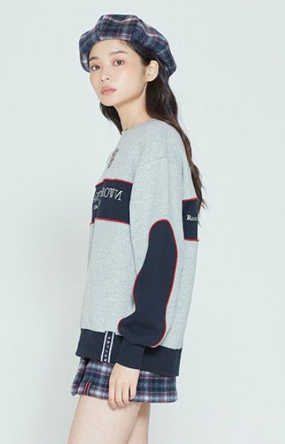 ロマンティッククラウン(ROMANTIC CROWN) PADDLING LOGO PIPING SWEATSHIRT_GREY