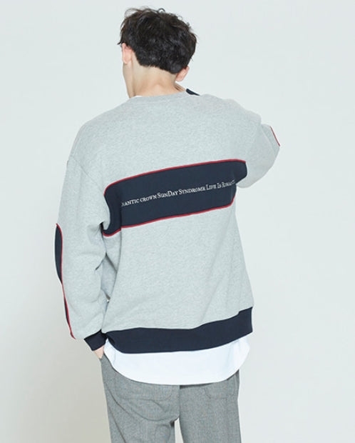 ロマンティッククラウン(ROMANTIC CROWN) PADDLING LOGO PIPING SWEATSHIRT_GREY