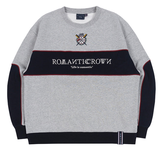 ロマンティッククラウン(ROMANTIC CROWN) PADDLING LOGO PIPING SWEATSHIRT_GREY