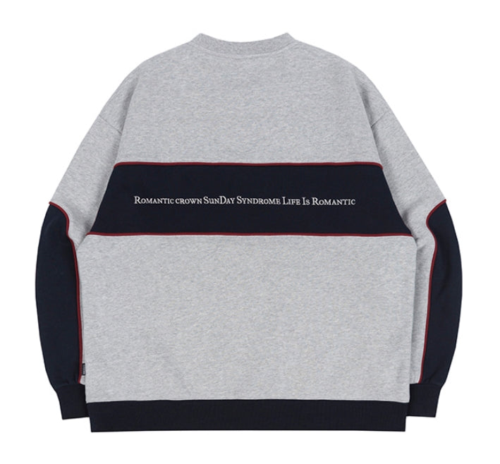 ロマンティッククラウン(ROMANTIC CROWN) PADDLING LOGO PIPING SWEATSHIRT_GREY