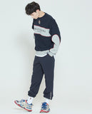 ロマンティッククラウン(ROMANTIC CROWN) PADDLING LOGO PIPING SWEATSHIRT_NAVY