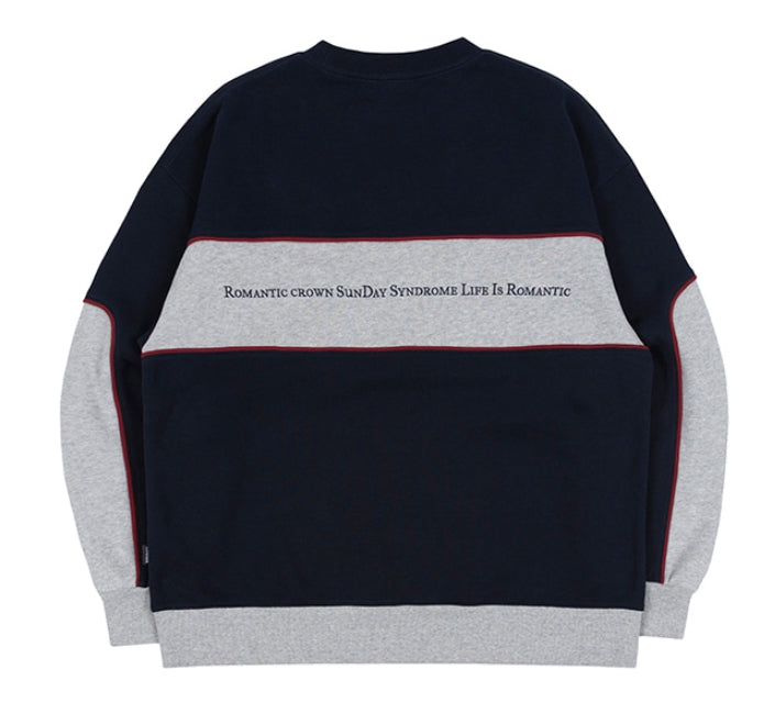 ロマンティッククラウン(ROMANTIC CROWN) PADDLING LOGO PIPING SWEATSHIRT_NAVY