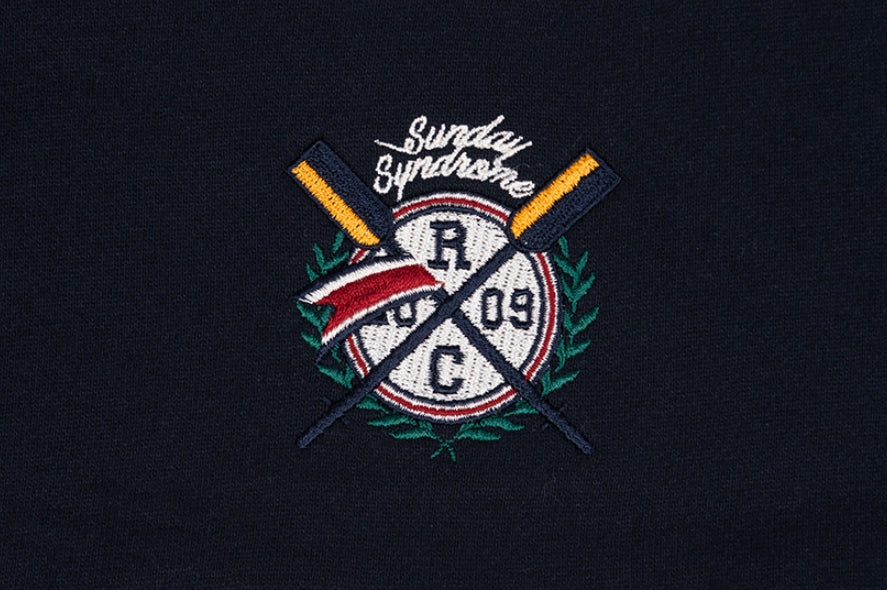 ロマンティッククラウン(ROMANTIC CROWN) PADDLING LOGO PIPING SWEATSHIRT_NAVY