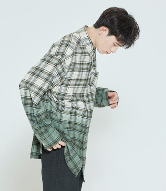ロマンティッククラウン(ROMANTIC CROWN) GRADATION CHECK SHIRT_KHAKI